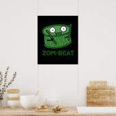 Zom beat Funny Zombie Drum Pun Dark BG Poster (Küche)