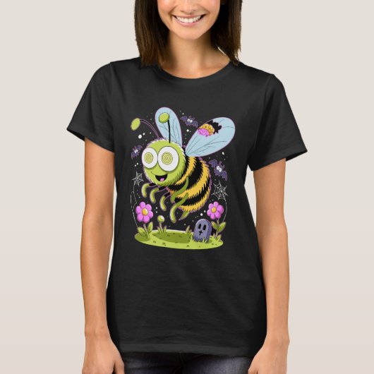 Zom-Bee Cute Zombie Bee Funny Halloween Tee (Vorderseite)