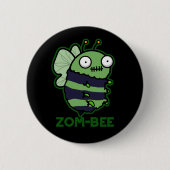 Zom-bee Funny Halloween Zombie Bee Pun Dark BG Button (Vorderseite)