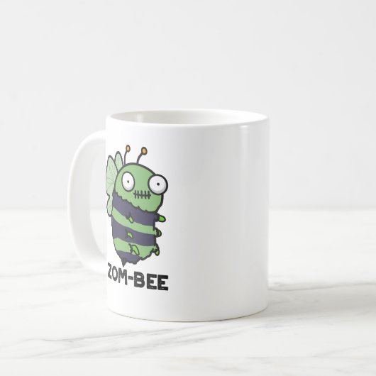 Zom-bee Funny Halloween Zombie Bee Pun Kaffeetasse (Vorderseite Links)