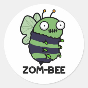 Zom-bee Funny Halloween Zombie Bee Pun Runder Aufkleber