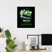 Zom-bee Funny Zombie Bee Pun Dark BG Poster (Heimbüro)