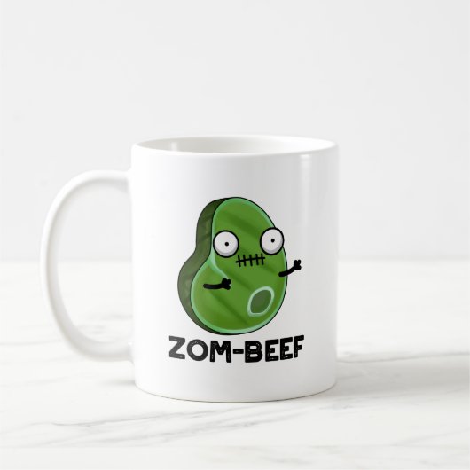 Zom-beef Funny Halloween Zombie Meat Pun Kaffeetasse (Links)