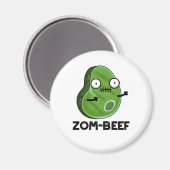 Zom-beef Funny Halloween Zombie Meat Pun Magnet (Vorderseite/Rückseite)