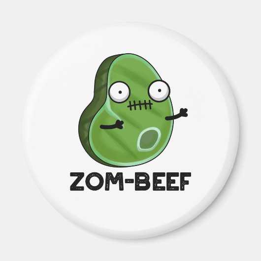 Zom-beef Funny Halloween Zombie Meat Pun Magnet (Vorne)