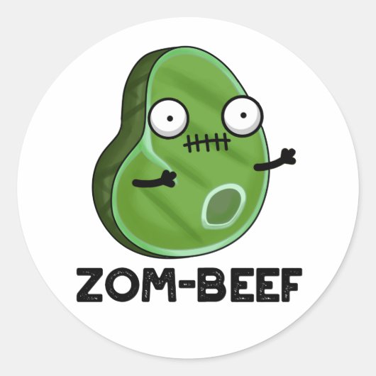 Zom-beef Funny Halloween Zombie Meat Pun Runder Aufkleber (Vorderseite)