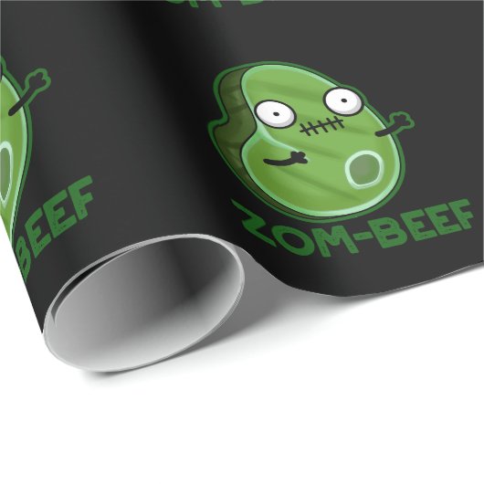 Zom-beef Funny Zombie Fleisch Pun Dark BG Geschenkpapier (Rolleneckpunkt)