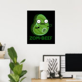 Zom-beef Funny Zombie Fleisch Pun Dark BG Poster (Heimbüro)