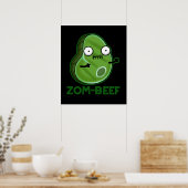 Zom-beef Funny Zombie Fleisch Pun Dark BG Poster (Küche)