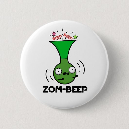 Zom-beep Funny Halloween Zombie Honker Pun Button (Vorderseite)