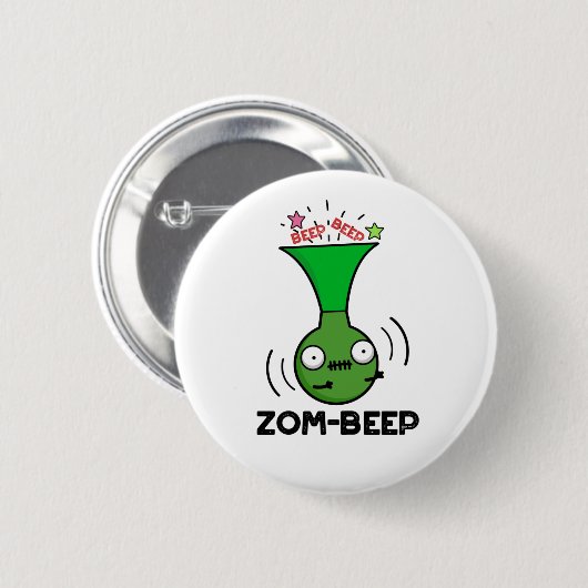 Zom-beep Funny Halloween Zombie Honker Pun Button (Vorne & Hinten)
