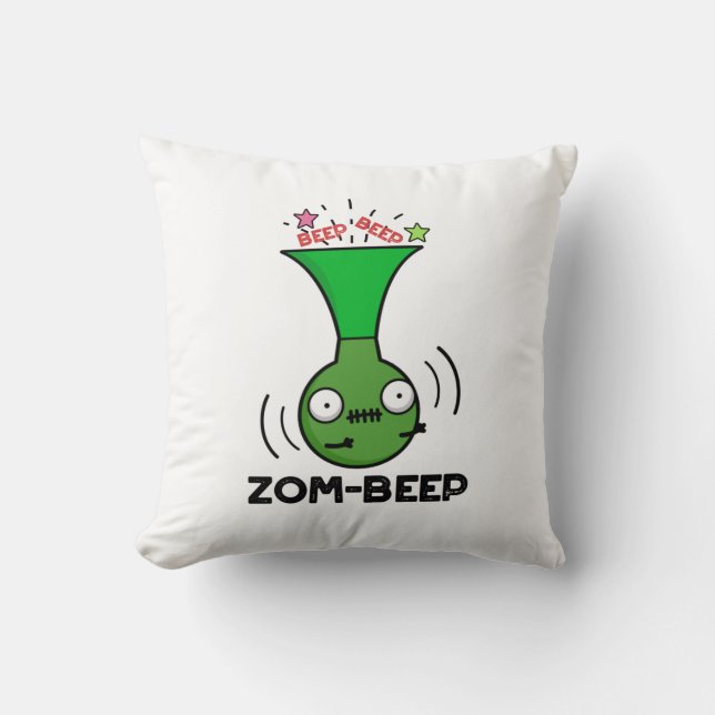 Zom-beep Funny Halloween Zombie Honker Pun Kissen (Vorderseite)