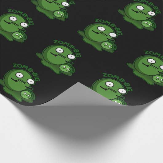 Zom-big Zom-small Funny Zombie Pun Dark BG Geschenkpapier (Ecke)