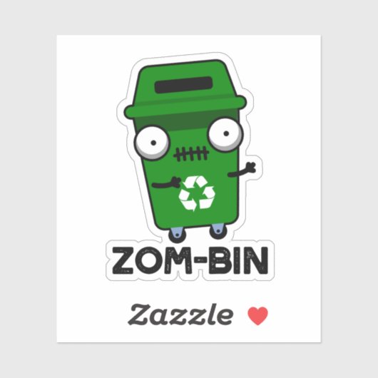 Zom-bin Funny Halloween Zombie Müller Pun Aufkleber (Blatt)