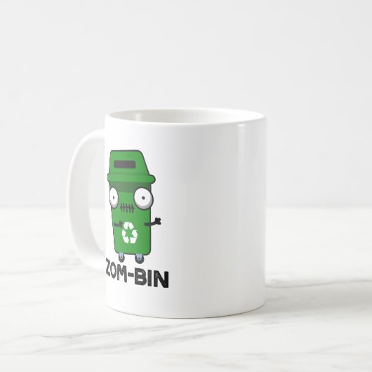 Zom-bin Funny Halloween Zombie Müller Pun Kaffeetasse (Vorderseite Links)