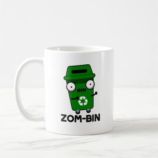 Zom-bin Funny Halloween Zombie Müller Pun Kaffeetasse (Links)
