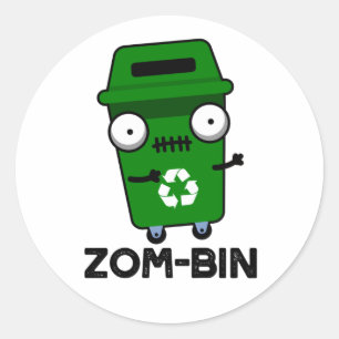 Zom-bin Funny Halloween Zombie Müller Pun Runder Aufkleber