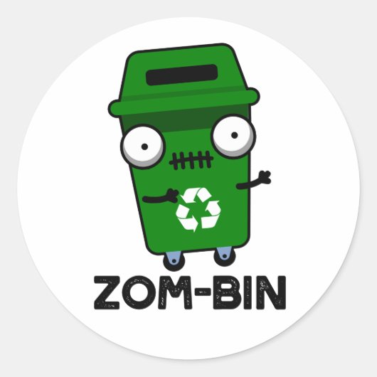Zom-bin Funny Halloween Zombie Müller Pun Runder Aufkleber (Vorderseite)