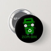 Zom-bin Funny Zombie Müller Pun Dark BG Button (Vorne & Hinten)
