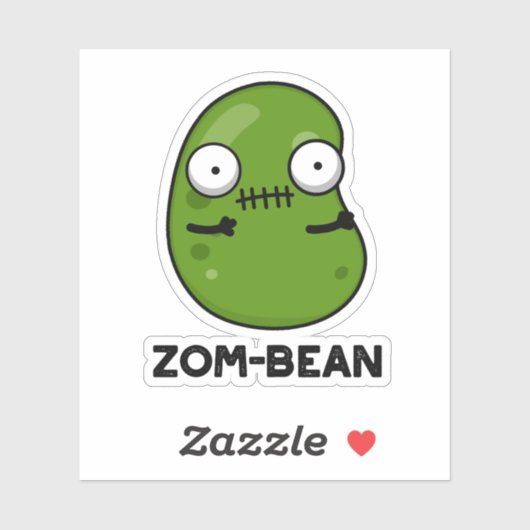 Zom-Bohnen-Funny Halloween Zombie Bean Pun Aufkleber (Blatt)