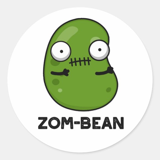 Zom-Bohnen-Funny Halloween Zombie Bean Pun Runder Aufkleber (Vorderseite)