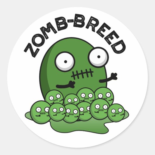 Zom breed Funny Halloween Zombie Breed Pun Runder Aufkleber (Vorderseite)
