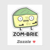 Zom-brie Funny Halloween Zombie Brie Cheese Pun Aufkleber (Blatt)