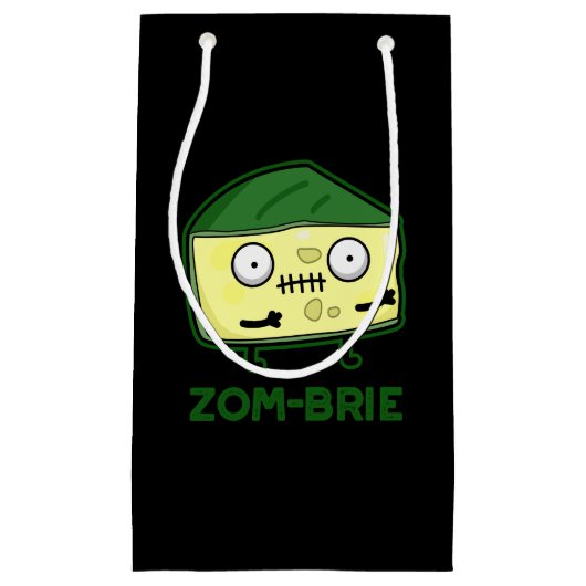 Zom-brie Funny Zombie Pun Dark BG Kleine Geschenktüte (Vorderseite)