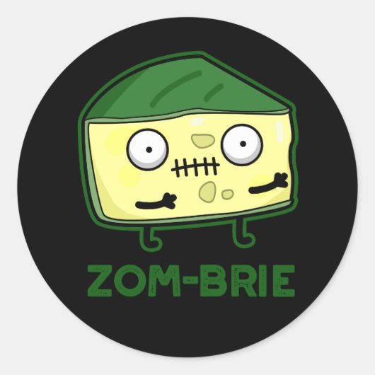 Zom-brie Funny Zombie Pun Dark BG Runder Aufkleber (Vorderseite)