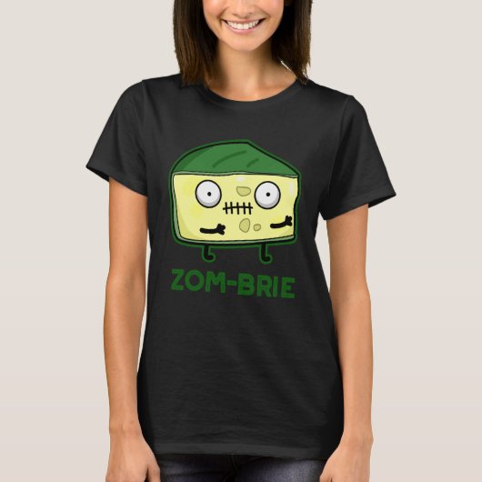 Zom-brie Funny Zombie Pun Dark BG T-Shirt (Vorderseite)
