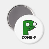 Zom-P Funny Halloween Zombie Alphabet P Pun Magnet (Vorderseite/Rückseite)