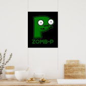 Zom-P Funny Zombie Alphabet P Pun Dark BG Poster (Küche)