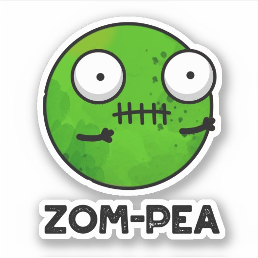 Zom-pea Funny Halloween Zombie Pea Pun Aufkleber (Vorderseite)