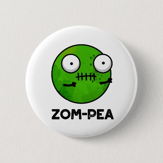 Zom-pea Funny Halloween Zombie Pea Pun Button (Vorderseite)
