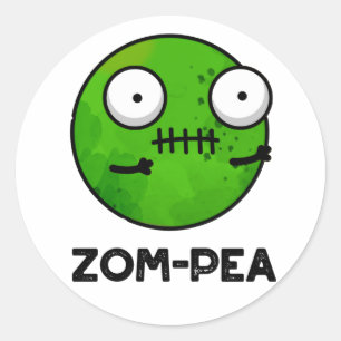 Zom-pea Funny Halloween Zombie Pea Pun Runder Aufkleber