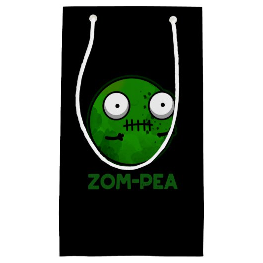 Zom-pea Funny Zombie Pea Pun Dark BG Kleine Geschenktüte (Vorderseite)