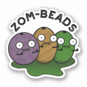 Zom-Perlen Funny Halloween Zombie Beads Pun Aufkleber
