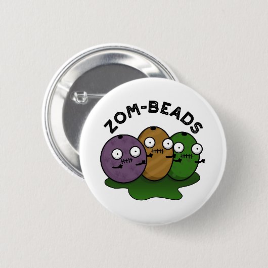 Zom-Perlen Funny Halloween Zombie Beads Pun Button (Vorne & Hinten)