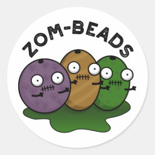 Zom-Perlen Funny Halloween Zombie Beads Pun Runder Aufkleber