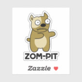 Zom-pit Funny Halloween Zombie Pit Bull Pun Aufkleber (Blatt)