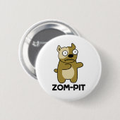 Zom-pit Funny Halloween Zombie Pit Bull Pun Button (Vorne & Hinten)