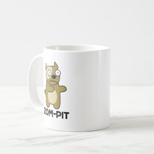 Zom-pit Funny Halloween Zombie Pit Bull Pun Kaffeetasse (Vorderseite Links)