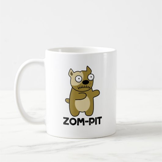 Zom-pit Funny Halloween Zombie Pit Bull Pun Kaffeetasse (Links)