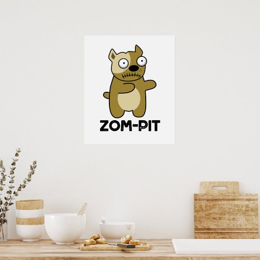Zom-pit Funny Halloween Zombie Pit Bull Pun Poster (Küche)