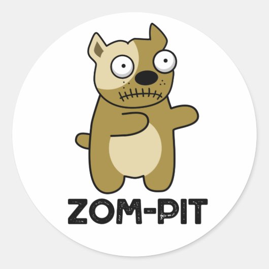 Zom-pit Funny Halloween Zombie Pit Bull Pun Runder Aufkleber (Vorderseite)