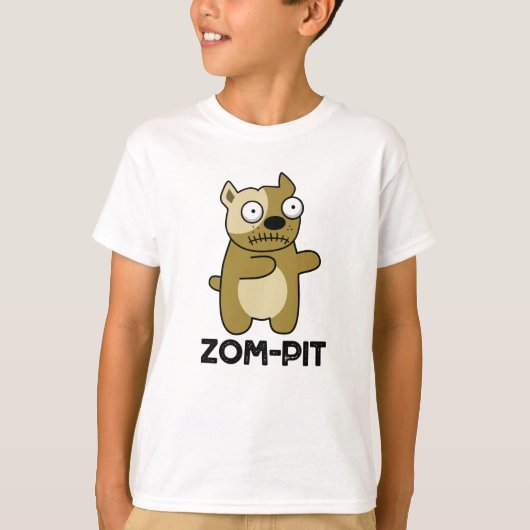 Zom-pit Funny Halloween Zombie Pit Bull Pun T-Shirt (Vorderseite)