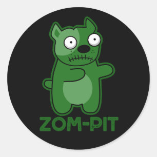 Zom-pit Funny Halloween Zombie Pun Dark BG Runder Aufkleber