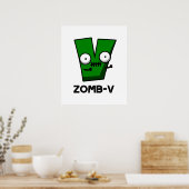 Zom-V Funny Halloween Zombie Alphabet Pun Poster (Küche)