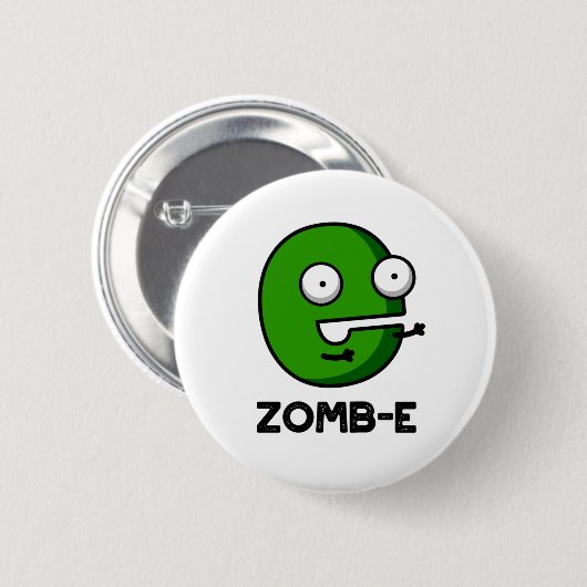Zomb-E Funny Halloween Zombie Alphabet Pun Button (Vorne & Hinten)