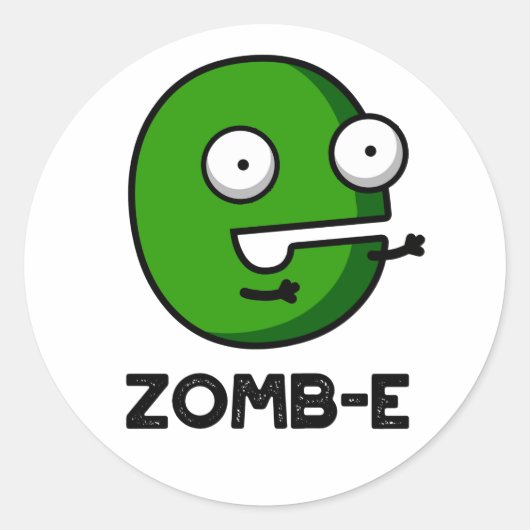 Zomb-E Funny Halloween Zombie Alphabet Pun Runder Aufkleber (Vorderseite)